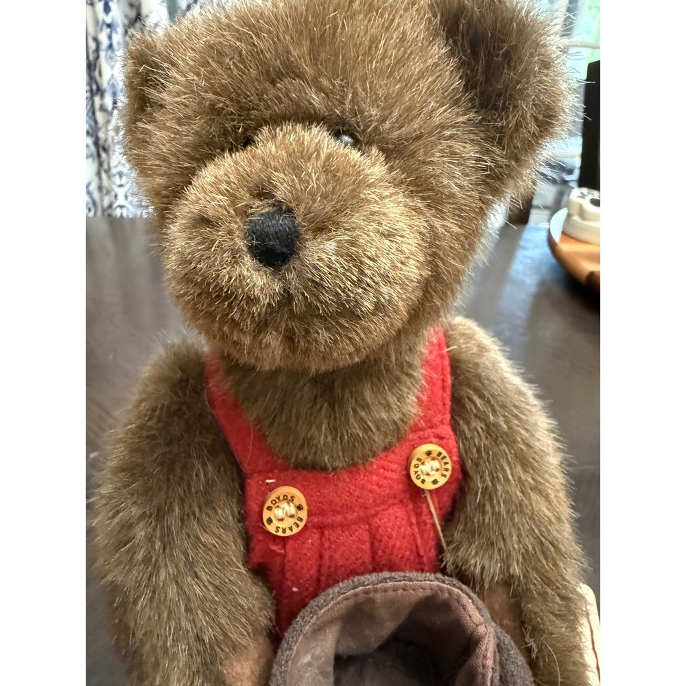 Boyds Bears Graham Cocobeary 904333 Head Bean Collection Red Overalls Cocoa 10"
